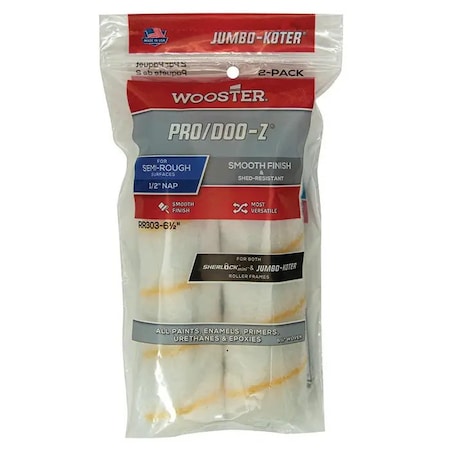 Wooster 6-1/2" Mini Paint Roller Cover, 1/2" Nap Nap, Woven Fabric RR303